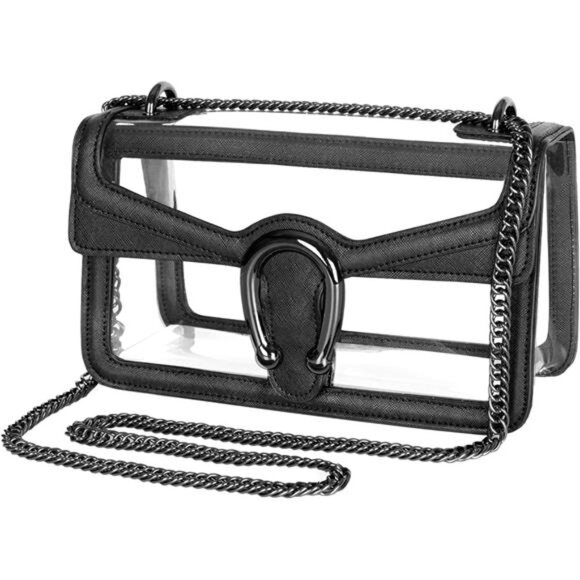 NEW Black Clear Crossbody Bag with Strap - Picture 1 of 4